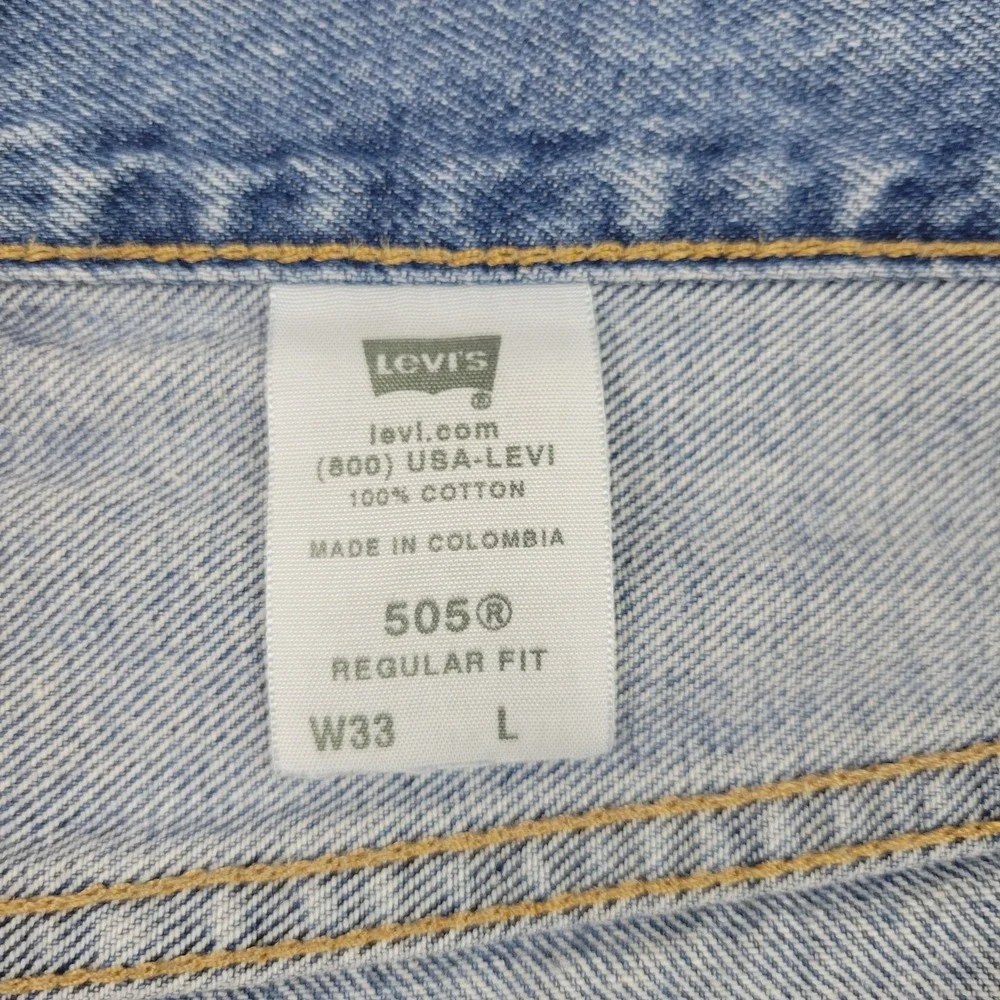 Levis 505 Shorts Mens 33 Blue Denim Regular Fit High Rise Zipper Fly Jeans - Picture 6 of 9